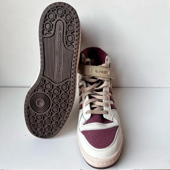 Adidas Men Forum 84 High Cuts &amp; Slices Pull Red White And Burgundy Size:9.5