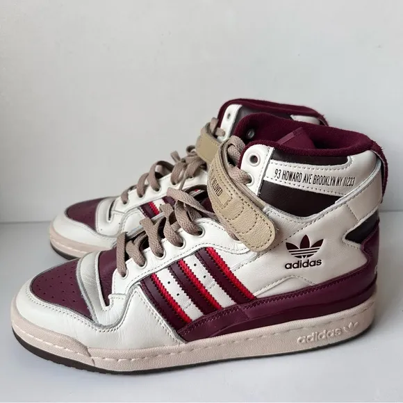 Adidas Men Forum 84 High Cuts &amp; Slices Pull Red White And Burgundy Size:9.5