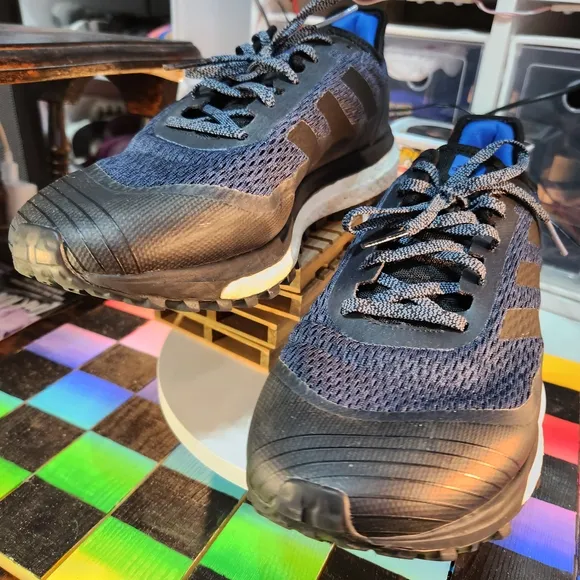 Adidas Men's Black and Blue Sneakers