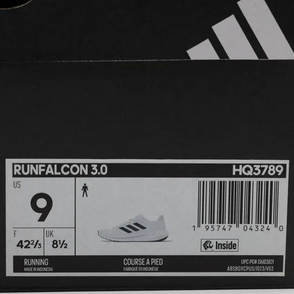 Adidas Men's Breathable Cushion Runfalcon 3 Low Running Shoes White Size 9