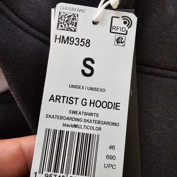 Adidas Mettz Mobbing Hoodie Skateboarding Artist Men's S Black HM9358 Painting