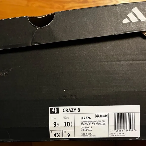 Adidas New with box Crazy 8 &quot;Team Orange&quot; sneakers$176
