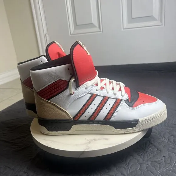 Adidas Originals Rivalry High Mens Leather Basketball Shoes White Red SZ 11.5M
