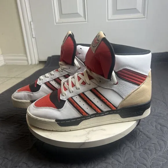Adidas Originals Rivalry High Mens Leather Basketball Shoes White Red SZ 11.5M