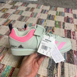Adidas Powerlift 5 Weightlifting Shoes Green &amp; Pink 7