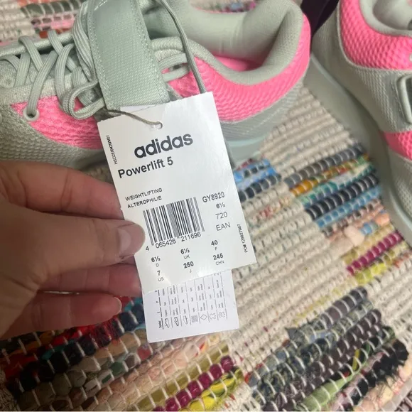 Adidas Powerlift 5 Weightlifting Shoes Green &amp; Pink 7