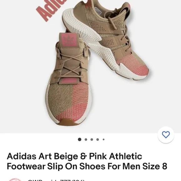 Adidas PROPHERE Athleisure Men 7 /Women 8.5 Khaki/Pink Chunky Platform Sneakers