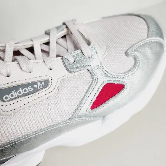 Adidas Women's Falcon Running Sneakers Size 9.5 White Silver Pink