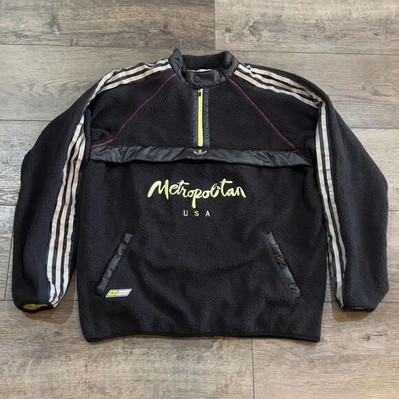 Adidas x Metropolitan Sherpa Polar Fleece 1/4 Zip Black - Men's Size Medium