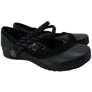 Aetrex Black Leather Suede Comfort Mary Janes Size 39 US 8.5 Braided Wedge