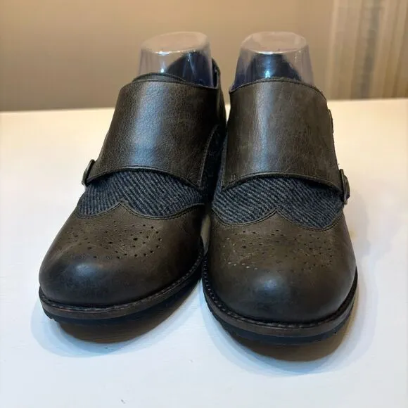 Aetrex Women's Distressed Leather Double Buckle Comfort Shoes Heels‎ US Size 8.5