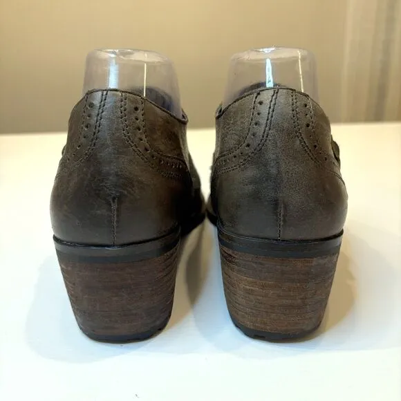 Aetrex Women's Distressed Leather Double Buckle Comfort Shoes Heels‎ US Size 8.5