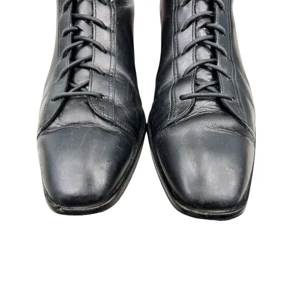 Aeyde Women's Noel Black Leather Lace Up Ankle Boot Size 42 US 11