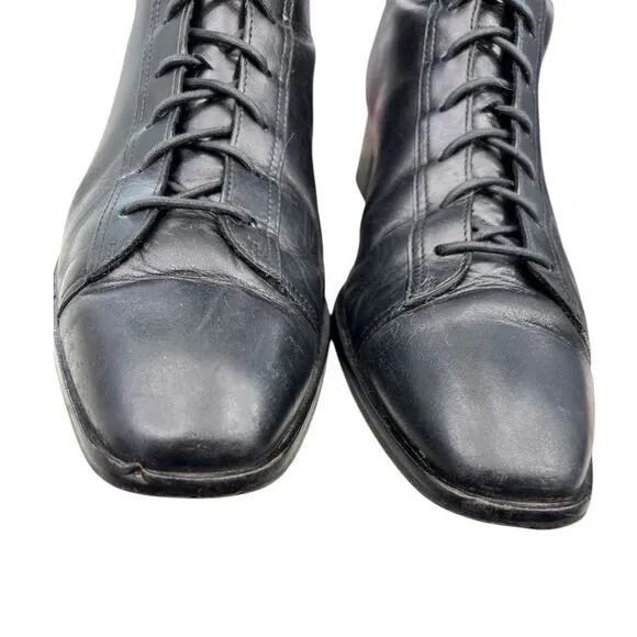 Aeyde Women's Noel Black Leather Lace Up Ankle Boot Size 42 US 11