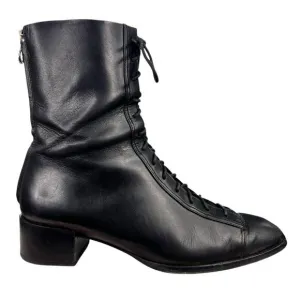 Aeyde Women's Noel Black Leather Lace Up Ankle Boot Size 42 US 11