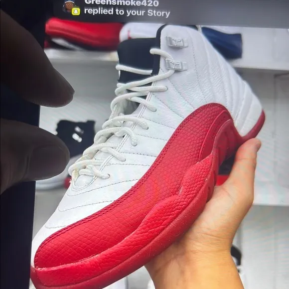 Air Jordan 12 GS cherry 8w no box White and Red High-Top Sneakers