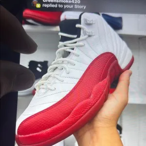 Air Jordan 12 GS cherry 8w no box White and Red High-Top Sneakers
