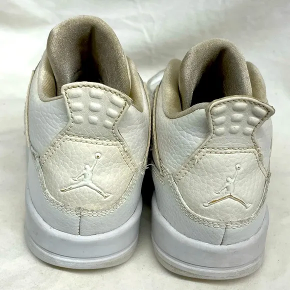 Air Jordan 4 white metallic silver side high top sneakers boys sz 13c