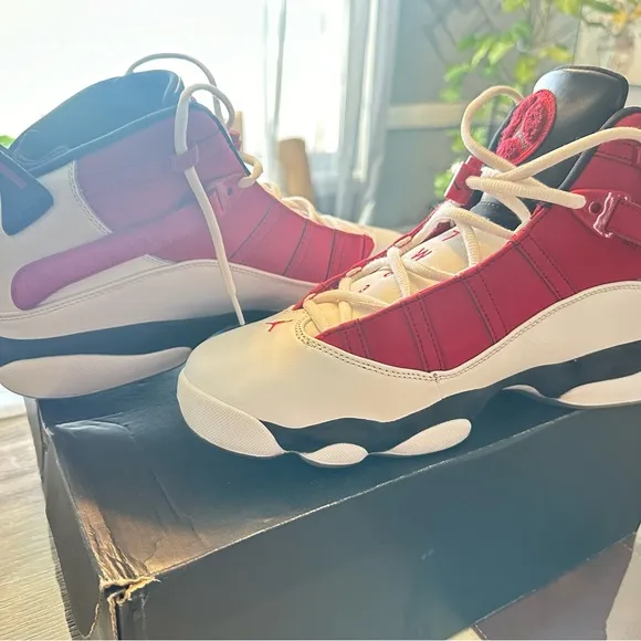 Air Jordan 6 Rings Red and White Sneakers