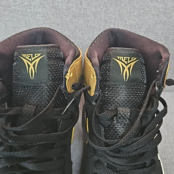 Air Jordan MELO Black and Gold High-Top Sneakers. MEN SIZE 10. RETRO