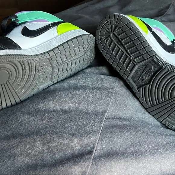 Air Jordan Neon Black and White High-Top Sneakers with Color Blocking Design