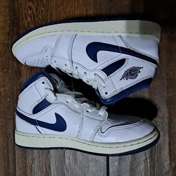 Air White and Blue High-Top Sneakers