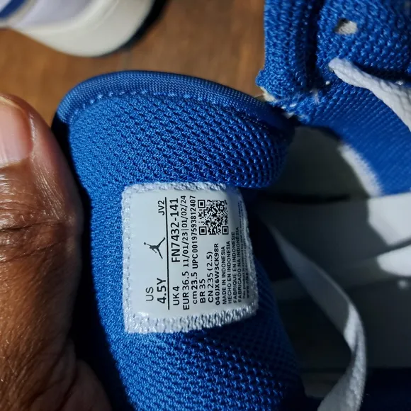 Air White and Blue High-Top Sneakers
