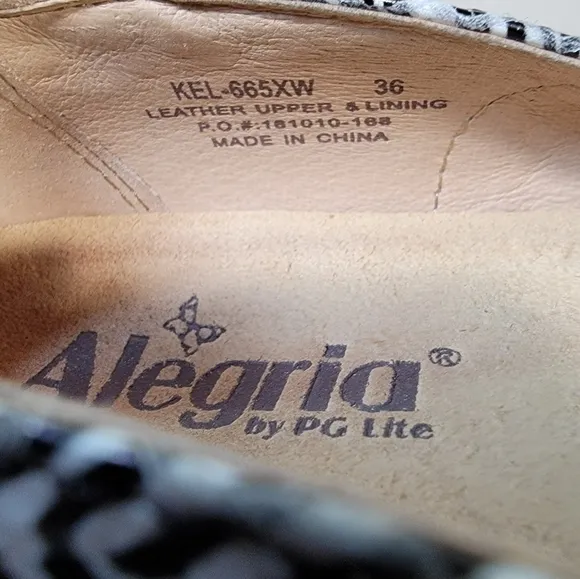 Alegria Keli Black &amp; white Professional Nursing Nurse Work Shoes Flats Size 36
