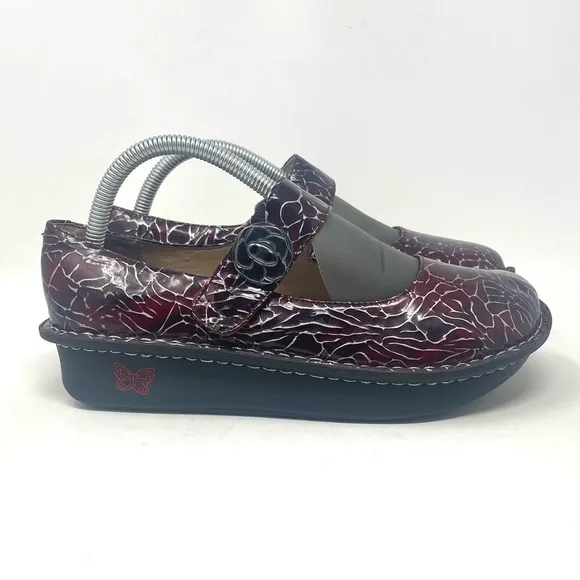 Alegria Paloma Wine Etched Comfort Shoes Red Womens 39
