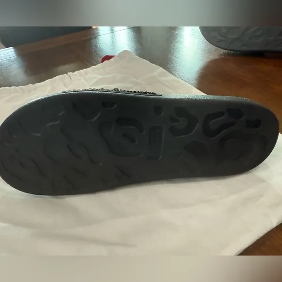 Alexander McQueen Black and Silver slides with  CrystalEmbellishments
