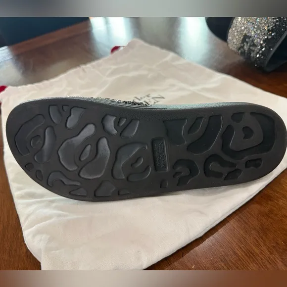 Alexander McQueen Black and Silver slides with  CrystalEmbellishments