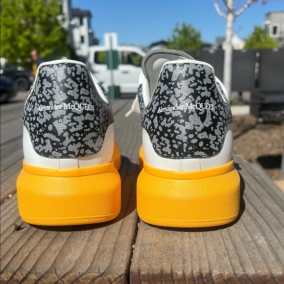 Alexander McQueen White Yellow Sporty Sneakers