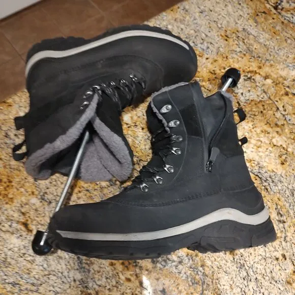 All in Motion Men's Jordan Waterproof Winter Boots Black Sz 11 Leather Faux Fur