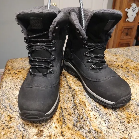 All in Motion Men's Jordan Waterproof Winter Boots Black Sz 11 Leather Faux Fur