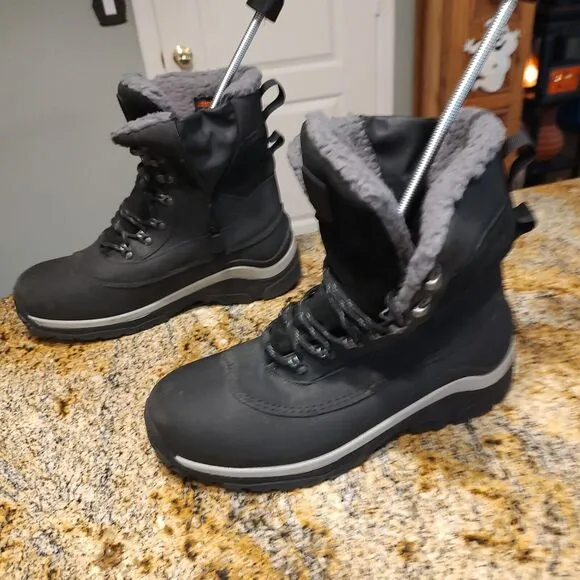All in Motion Men's Jordan Waterproof Winter Boots Black Sz 11 Leather Faux Fur