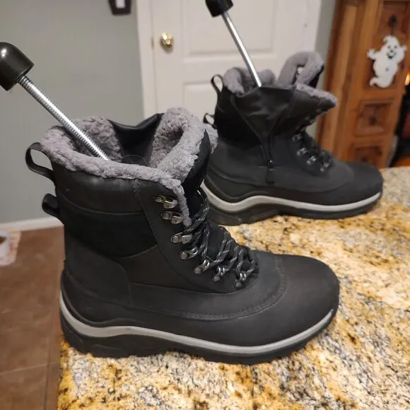 All in Motion Men's Jordan Waterproof Winter Boots Black Sz 11 Leather Faux Fur