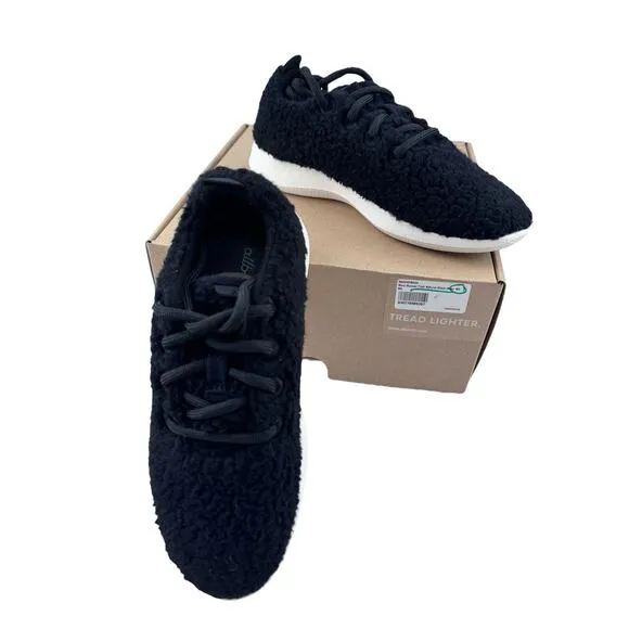 Allbirds Fluffs Wool Runners Women's Sz 6 Black White Sole Sherpa Sneakers NEW