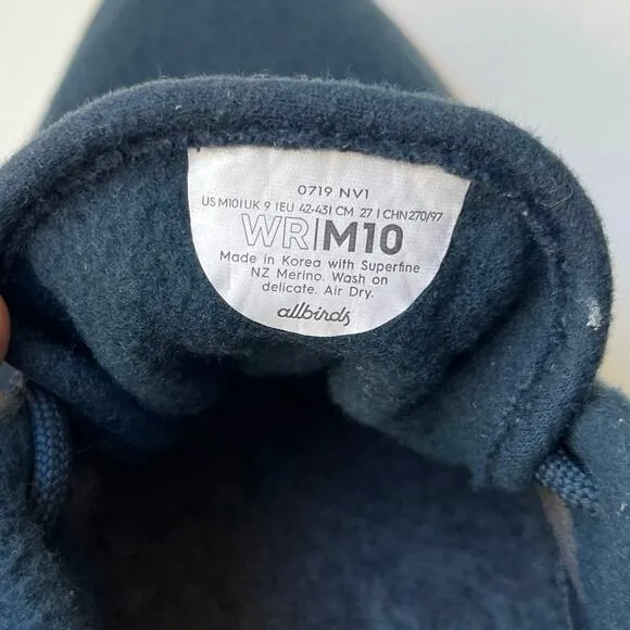 Allbirds Men's Wool Runners Lace-Up Shoes Comfort Cushioned Walking Blue Size 10
