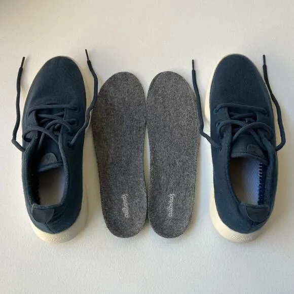 Allbirds Men's Wool Runners Lace-Up Shoes Comfort Cushioned Walking Blue Size 10