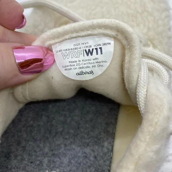 Allbirds Women’s Wool Runner Fluff Sneakers Natural White Cream size 11