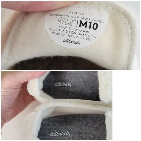 Allbirds Wool Lounger Fluff Natural White Merino Slip On Soft Cozy Boho
