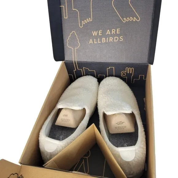Allbirds Wool Lounger Fluff Natural White Merino Slip On Soft Cozy Boho
