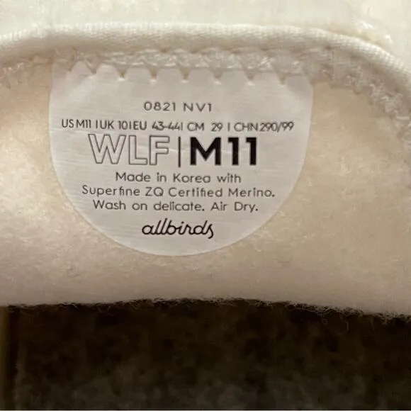 Allbirds Wool Loungers Fluff Slip On Shoes Natural White Men Size 11 Comfort New
