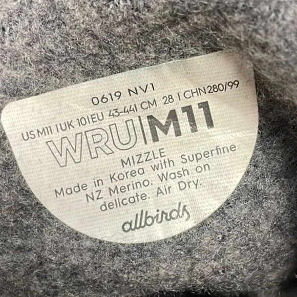 ALLBIRDS Wool Runner Up Mizzle Natural Grey (Light Grey Sole)