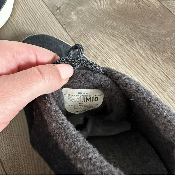 Allbirds Wool Runner Up Mizzles Sneakers Tuke Jo Deep Grey Black Size 10 Men’s