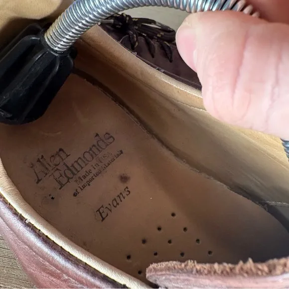 allen edmonds evans mens size 11 shoes brown leather lace up comfort oxfords