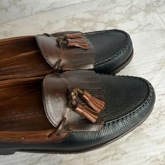 Allen Edmonds Nashua Men’s Black Brown Leather Tassel Loafers Dress Shoes Sz 12B