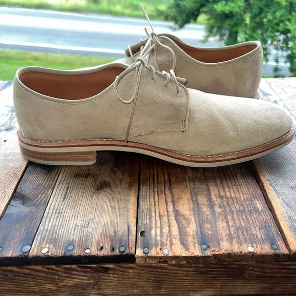 Allen Edmonds USA Vintage Nomad Suede Plain Toe Derby Beige Sz 11B