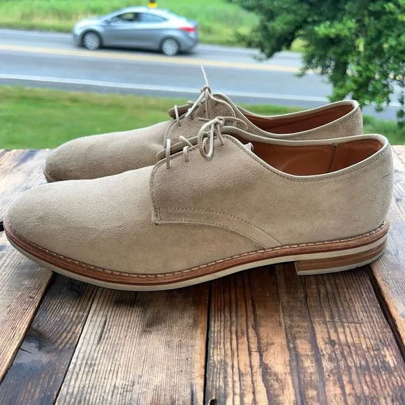 Allen Edmonds USA Vintage Nomad Suede Plain Toe Derby Beige Sz 11B