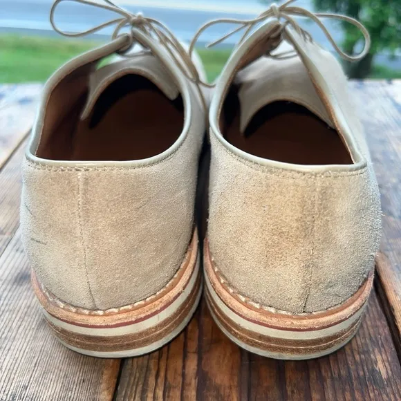 Allen Edmonds USA Vintage Nomad Suede Plain Toe Derby Beige Sz 11B
